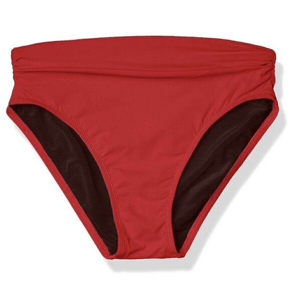 NEW Profile by Gottex Women Ruched High Waist Swimsuit Bottom Paprika Red Size 6 - Picture 1 of 3
